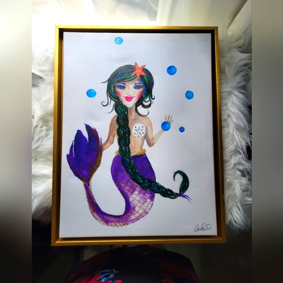 Gold trimmed Mermaid Canvas - Picture 2 of 4
